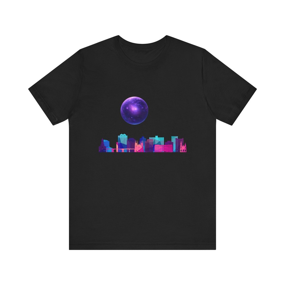 Neon City Skyline Tee | Cosmic Moon Graphic