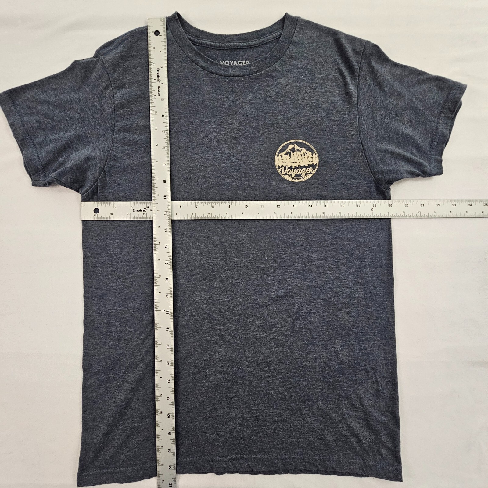 Voyager Mountains Forests Blue Short Sleeve Cotton Blend T-Shirt Men's M gallery
