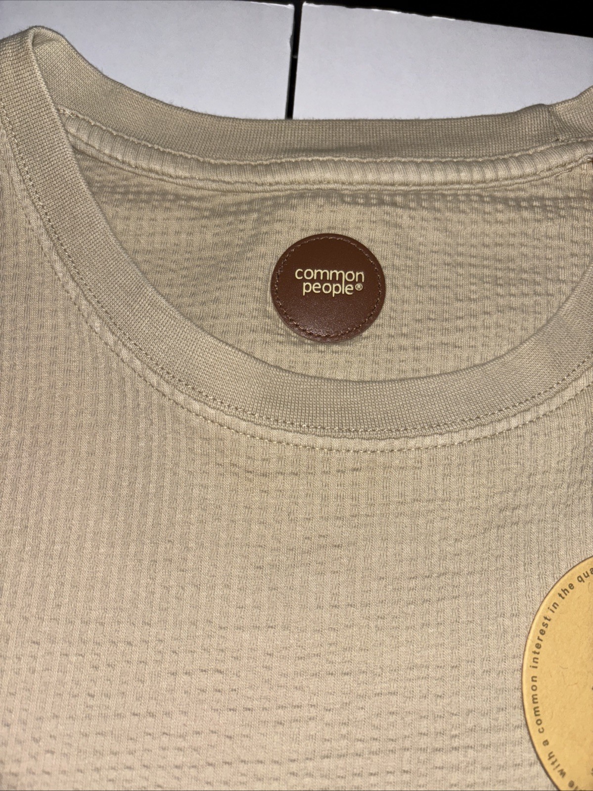 Common People Waffle Knit Tee Shirt Ribbed Stone/Tan Size Large NWT $75 gallery
