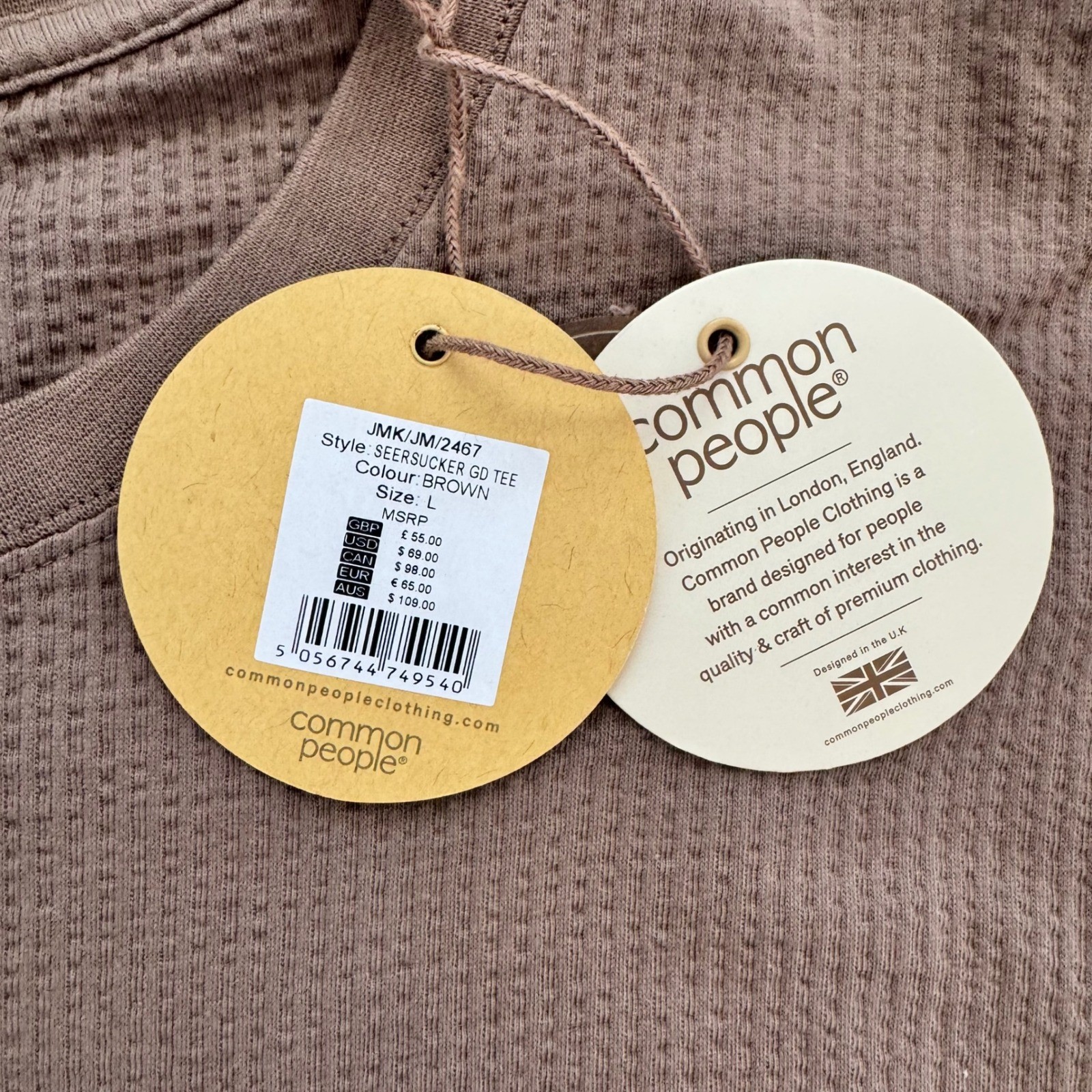 Common People Seersucker GD Tee Brown Textured Pocket Size L gallery