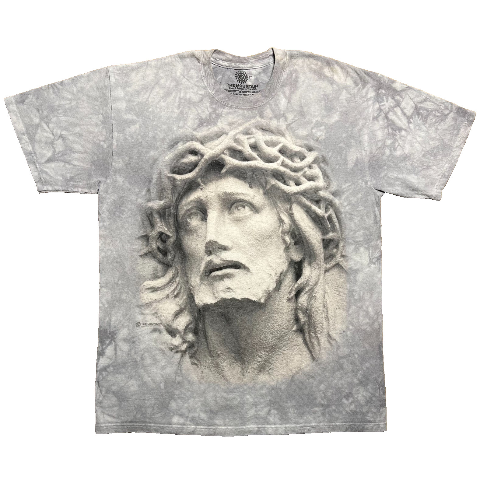 The Mountain Jesus Crown of Thorns T Shirt Mens L Gray Tie Dye Graphic Y2K Tee gallery