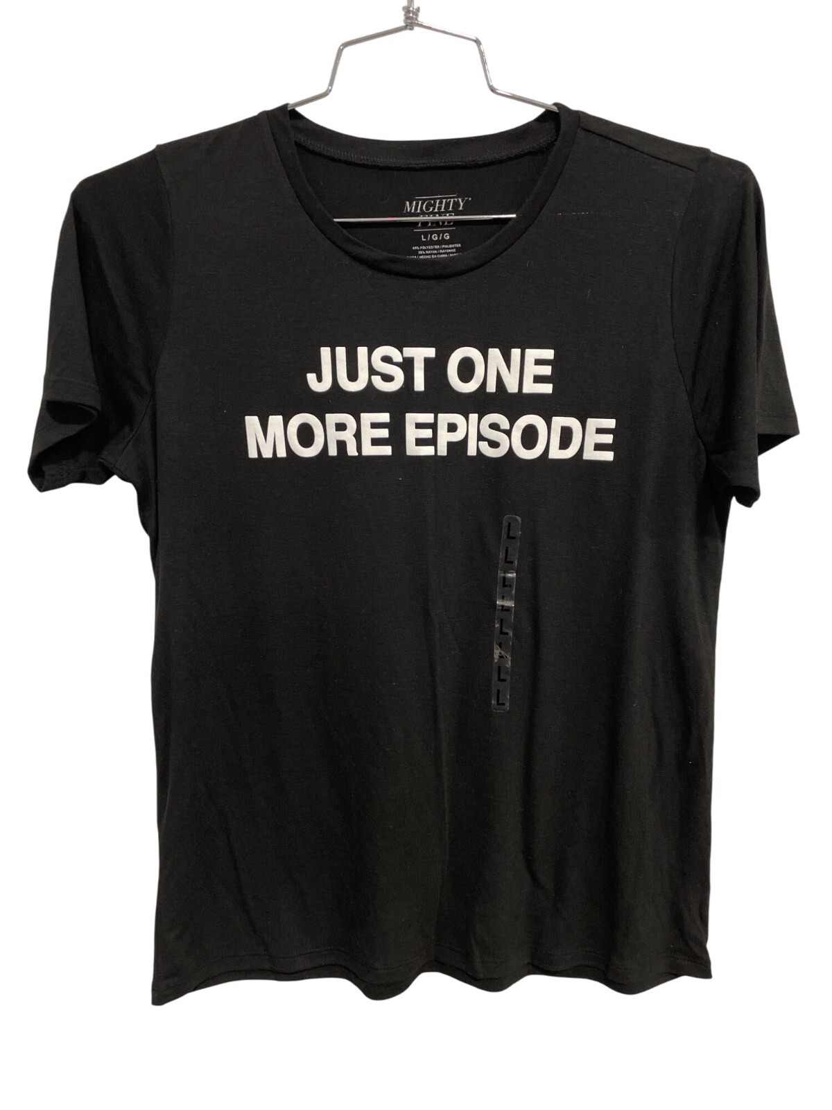 Mighty Fine Just One More Episode Graphic Tee Size L Crewneck Short Sleeve Black