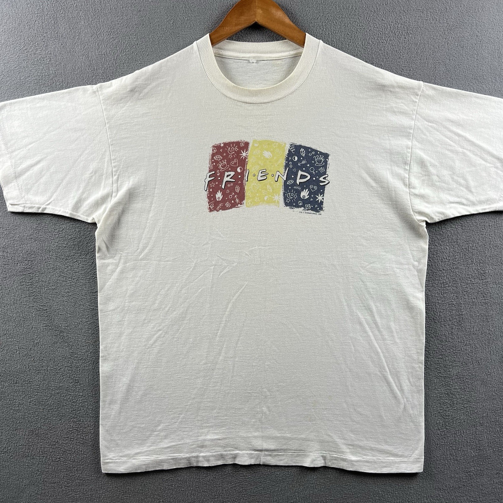 Vintage Friends Shirt Mens XL White Single Stitch 90s Sitcom TV Show Promo 1995