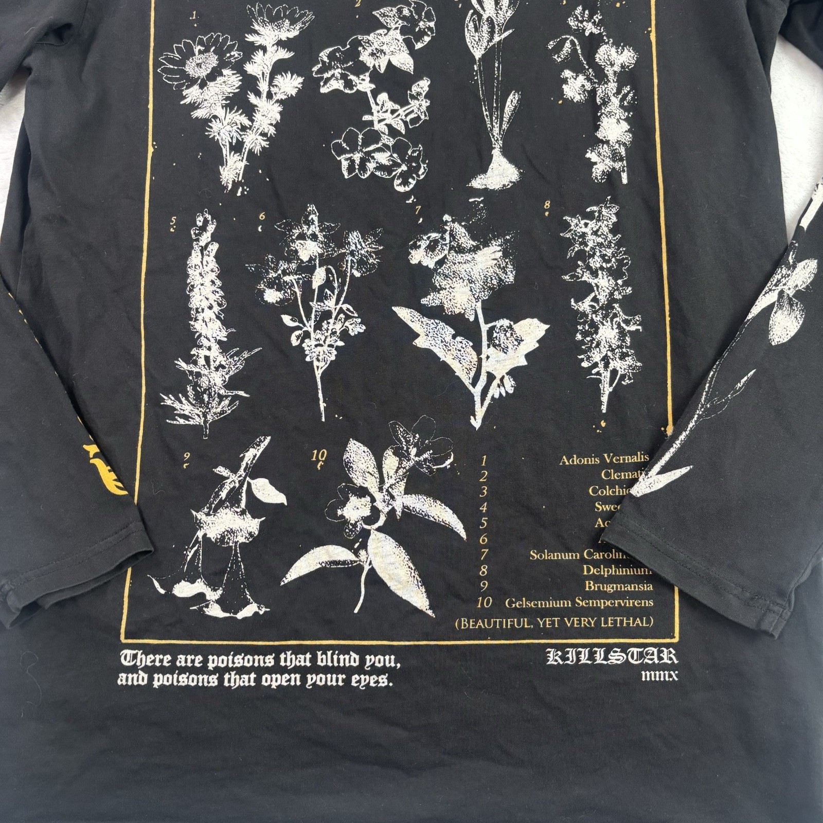 Killstar Beautiful Poison Poisonous Plants Black Long Sleeve Graphic Shirt Men M gallery