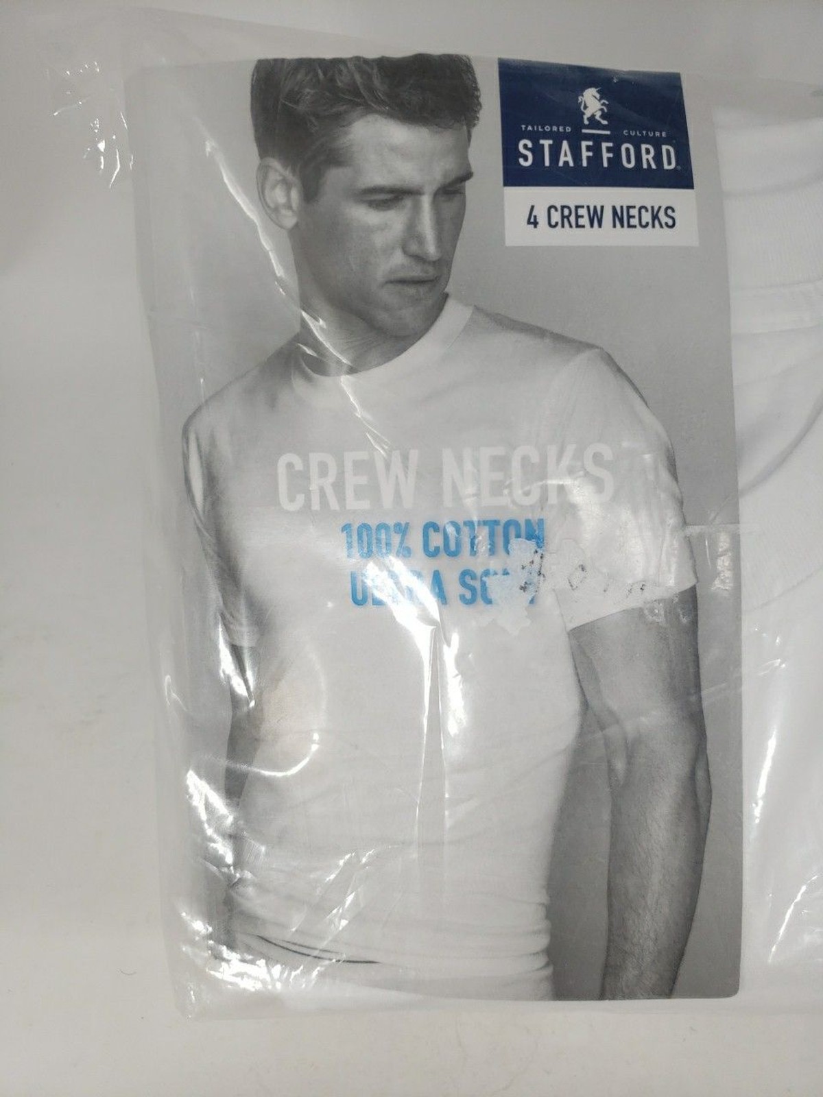 Stafford JCP Large 4 Crew Neck T-Shirts 100% Cotton Ultra Soft NOS Open Package gallery