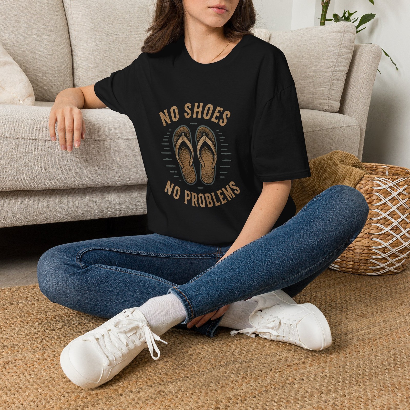 No Shoes No Problems Flip Flop Graphic T-Shirt | Tropical Beach Vibe gallery