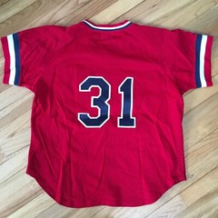 VTG 80s Wilson Baseball Jersey Majestics #31 Red Mesh L USA Nylon