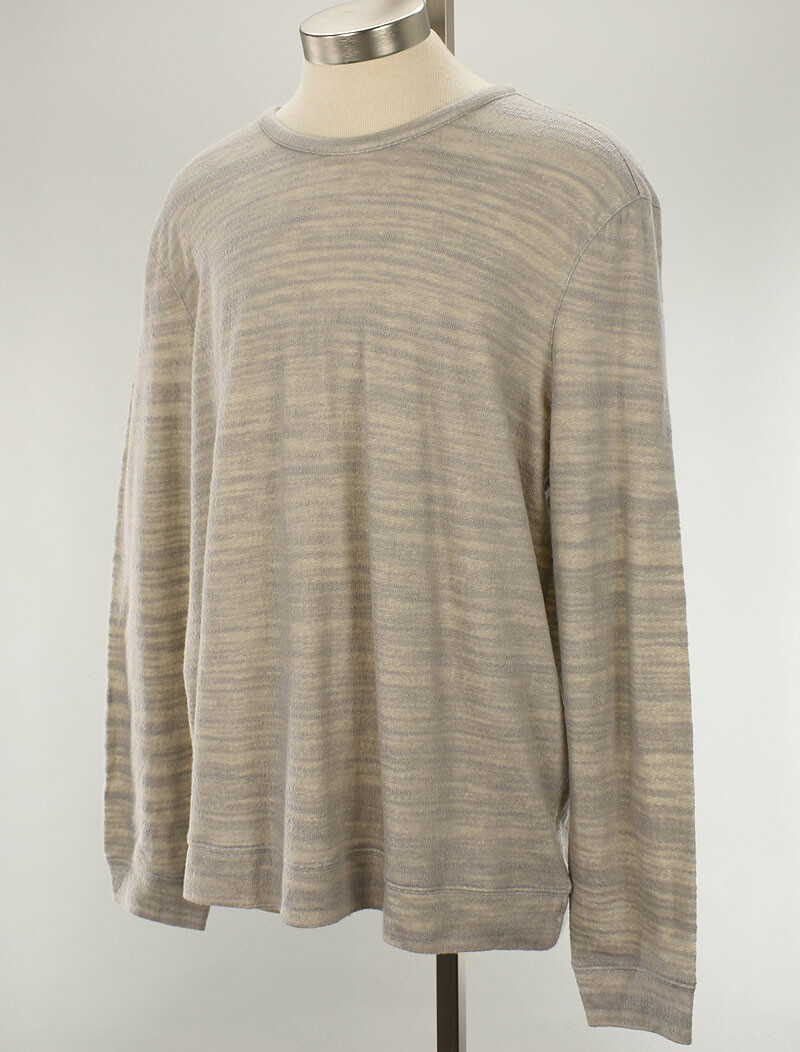 JOHN VARVATOS Light Gray Heather Textured Japanese Fabric Crew Knit Shirt XL NWT gallery