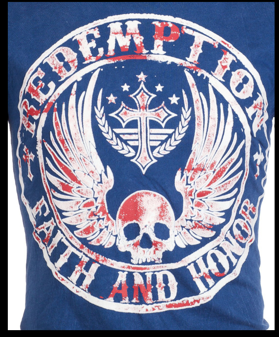 ARCHAIC by AFFLICTION American Flag CROSSED DEATH Short Sleeve Slim Fit T-shirt gallery