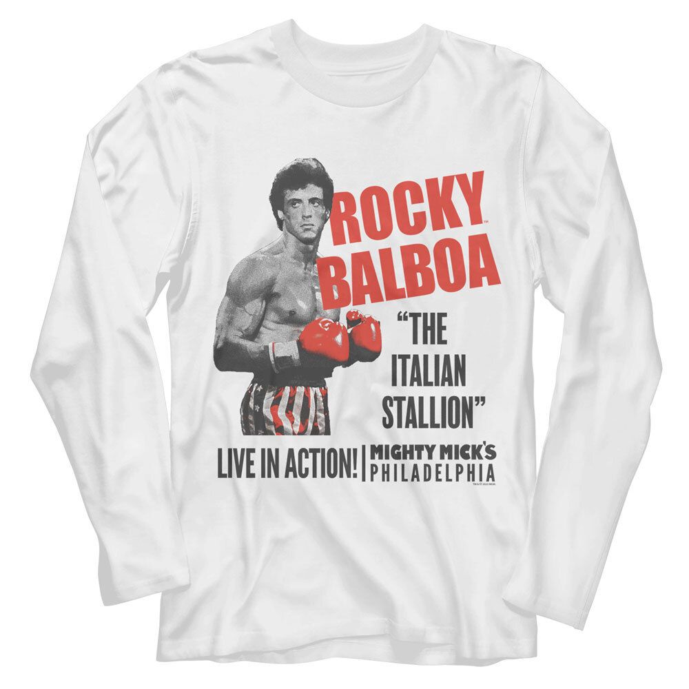 Rocky Balboa Movie T-Shirt Long Sleeve Italian Stallion Live In Action Fight New gallery