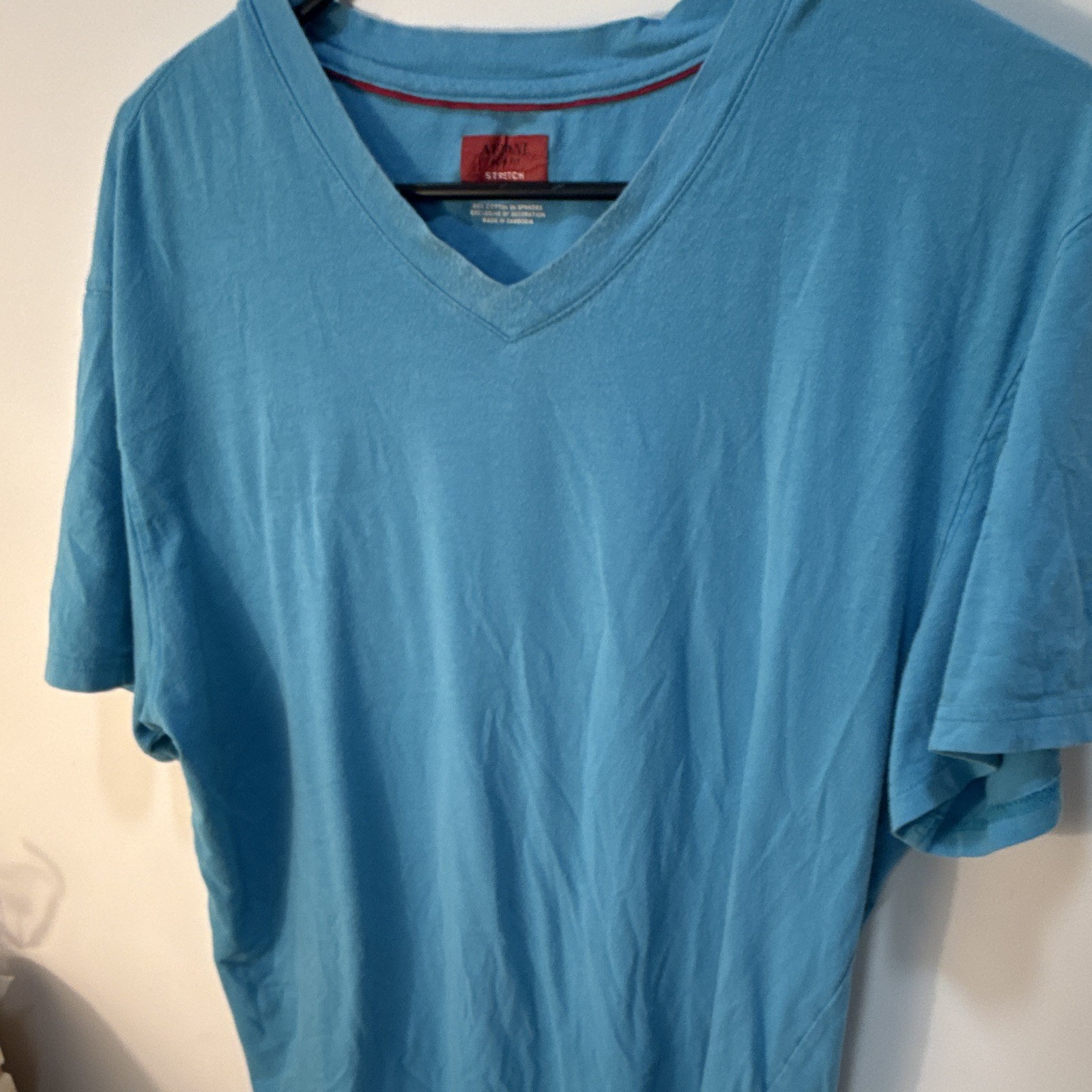 Alfani Men’s Blue Solid Cotton/Spandex Knit Stretch Slim Fit V-Neck Tee XL gallery