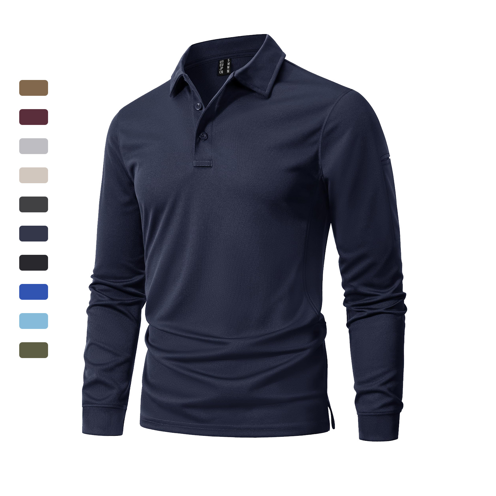 Men's Polo Shirt Quick Dry Performance Lightweight Sports Long Sleeve T-Shirts gallery
