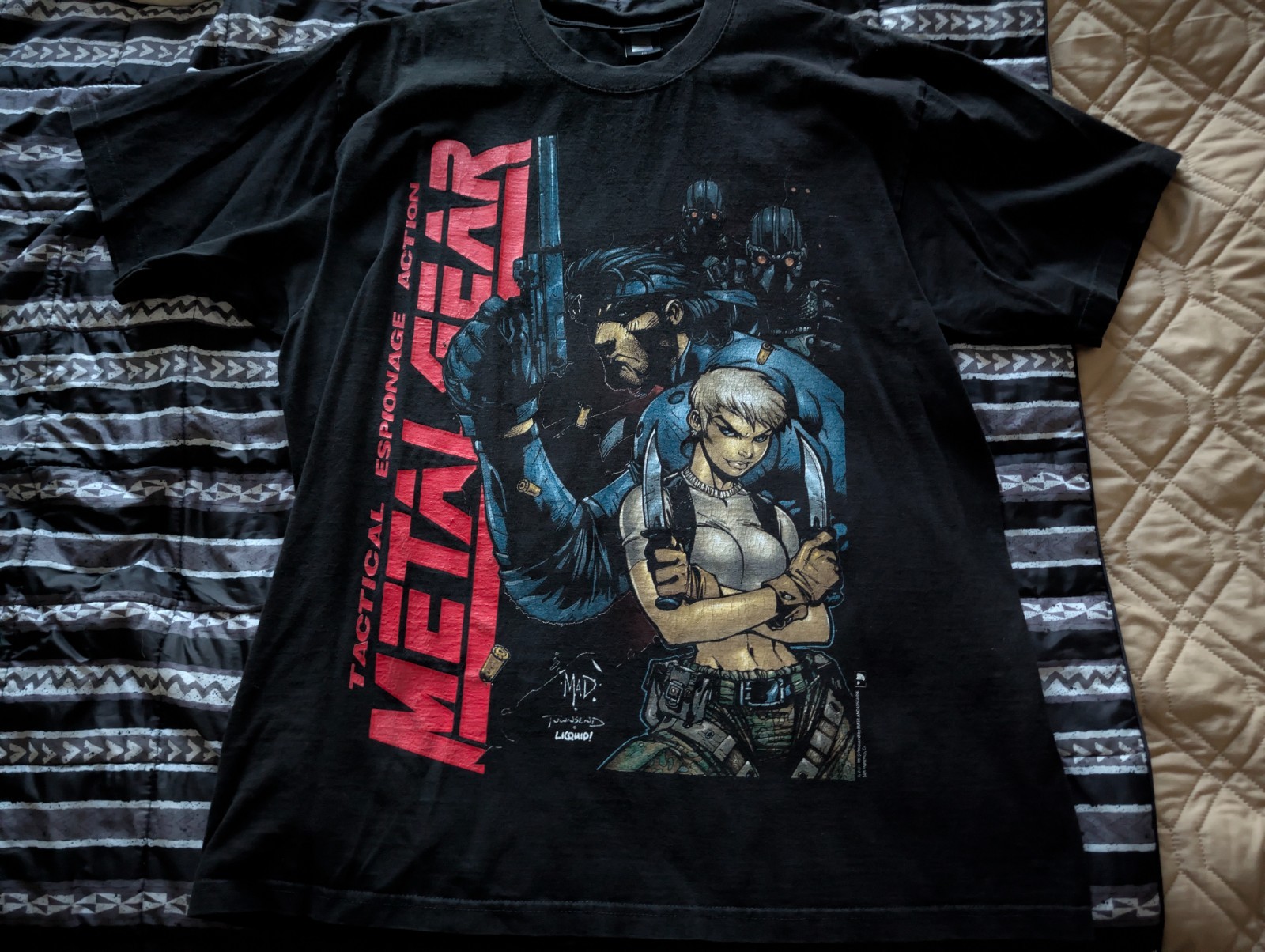 Metal Gear Solid MASK AND DISGUISE M.A.D. MGS SNAKE Shirt XXL Black Comic Heavy