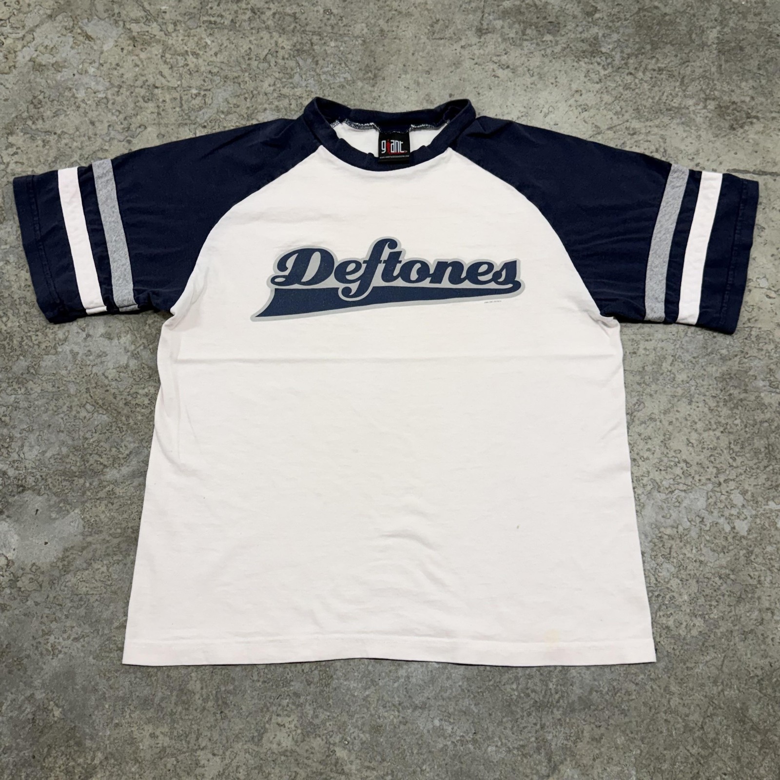 Vintage Deftones Shirt Mens Medium White Giant Ringer Raglan Band Tee 1999