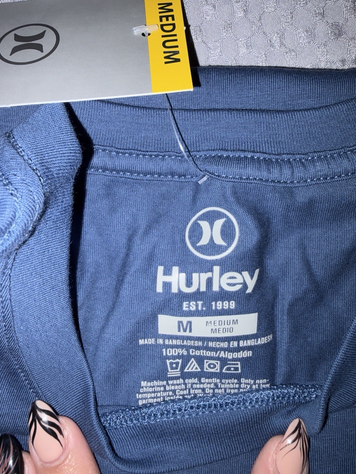 Hurley NWT Men's Blue Graphic Logo Crew Neck Short Sleeve Cotton Knit T-Shirt M gallery
