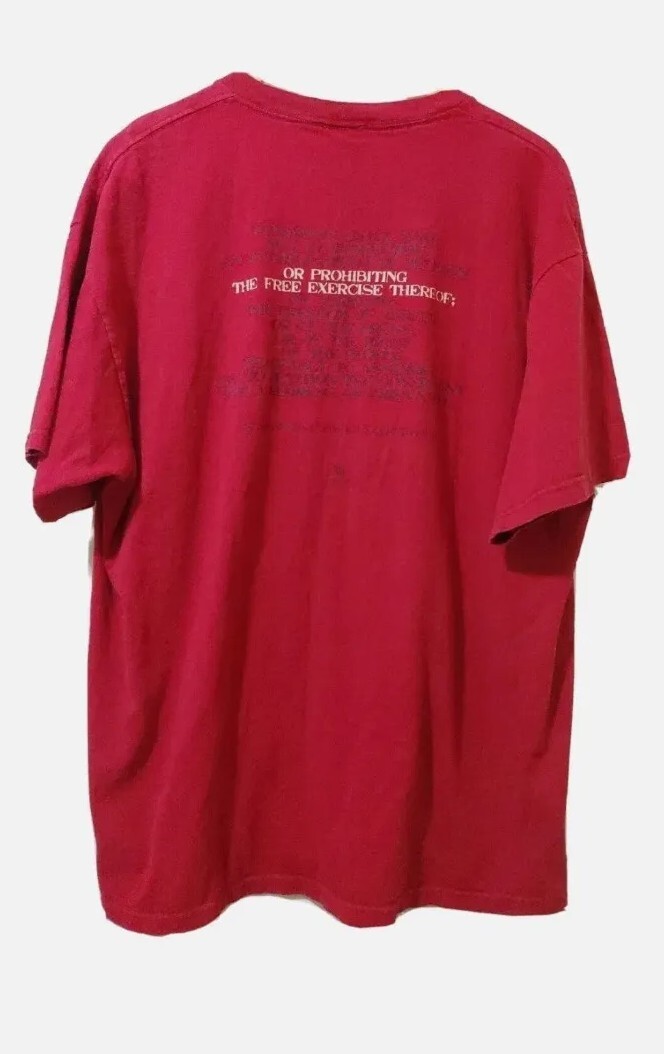 Delta Preshrunk T-Shirt Mens XL Red Short Sleeve Graphic Flag Cotton Crew Neck gallery