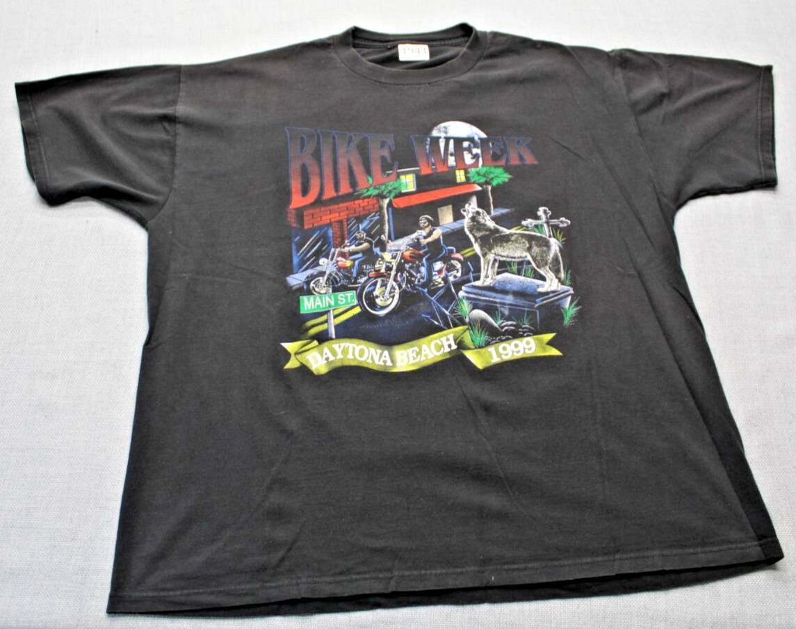 Vintage 1999 Bike Week Daytona Beach FL Black Short Sleeve T Shirt Men's XL 46 gallery