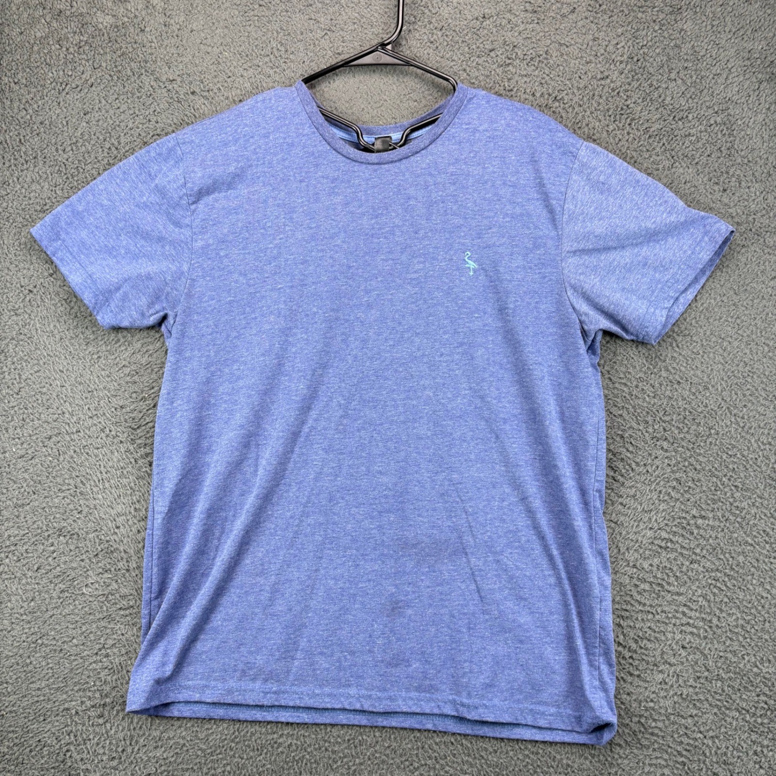 Tailorbyrd Mens Large Blue Heathered Flamingo Embroidered Cotton Blend T-Shirt gallery