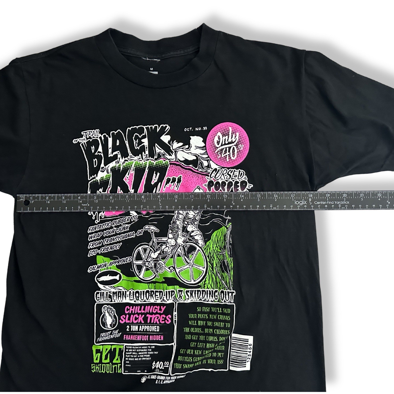 Y2K Graphic Tee Mens Medium Black Monster Punk Skater Goth Streetwear Art Shirt gallery