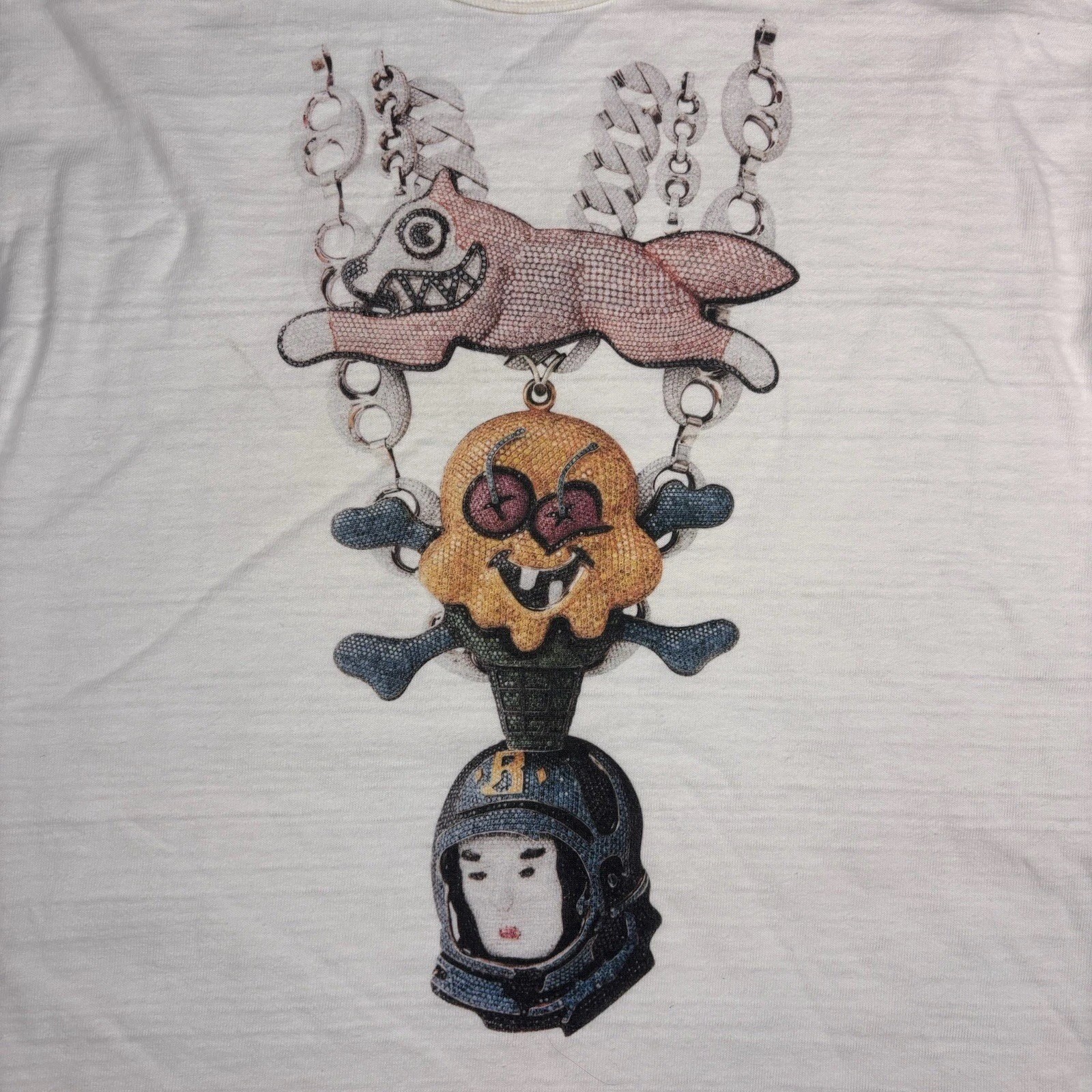 HUMAN MADE BBC Nigo Chains Graphic Logo White Short Sleeve T-Shirt Size L gallery