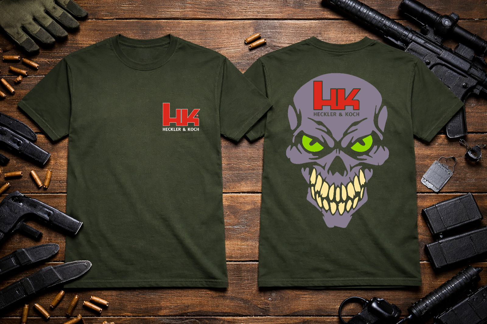 HK USA Heckler and Koch Skull T-Shirt Heavyweight S M L XL 2XL 3XL 4XL 5XL gallery