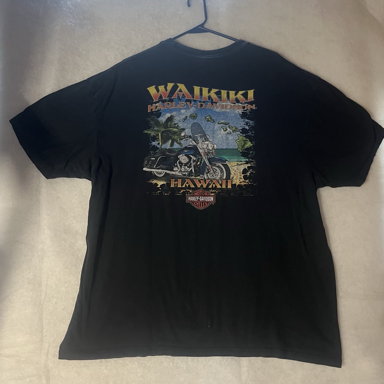 Harley Davidson Waikiki Hawaii Motorcycle Shirt Black Men’s Size 2XL gallery