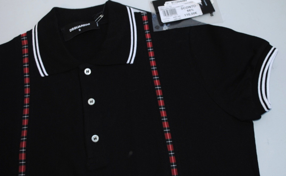 DSQUARED2 POLO M/M COTTON ELAST. 330.00 BLACK CARD SIZE S-46