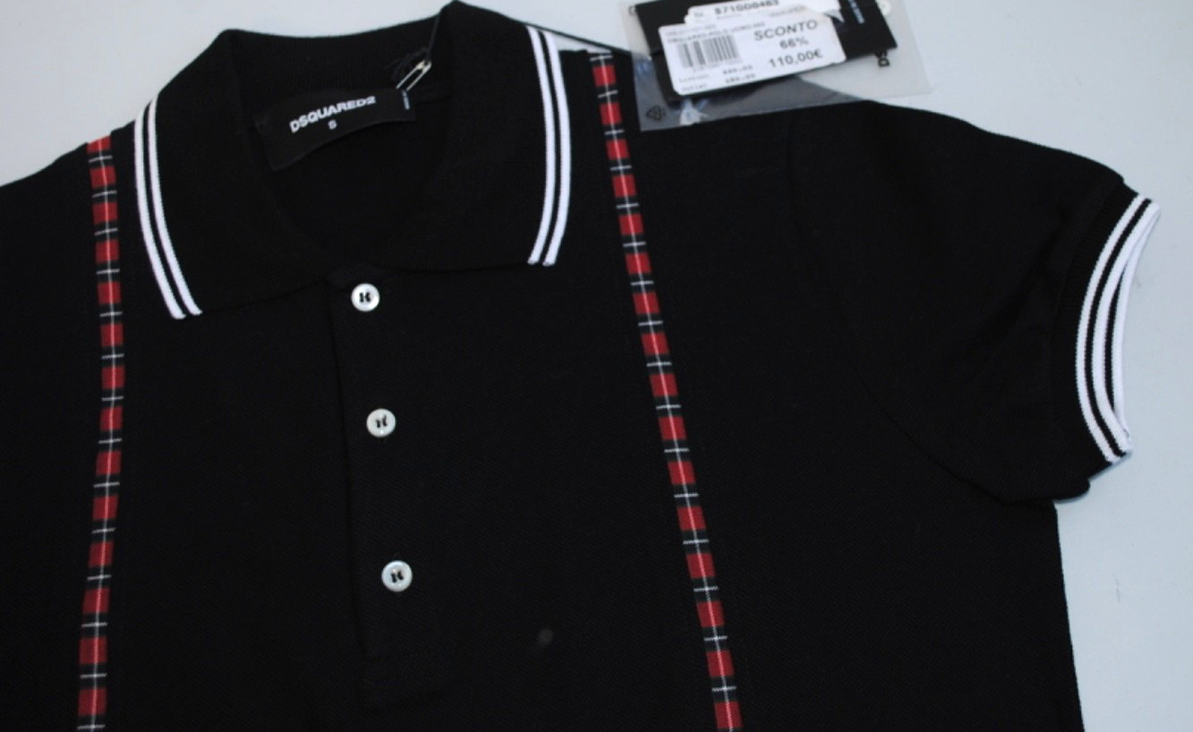 DSQUARED2 POLO M/M COTTON ELAST. 330.00 BLACK CARD SIZE S-46
