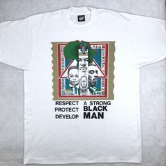 vtg 80s STRONG BLACK MAN RESPECT PROTECT T-Shirt L/XL single stitch hip hop