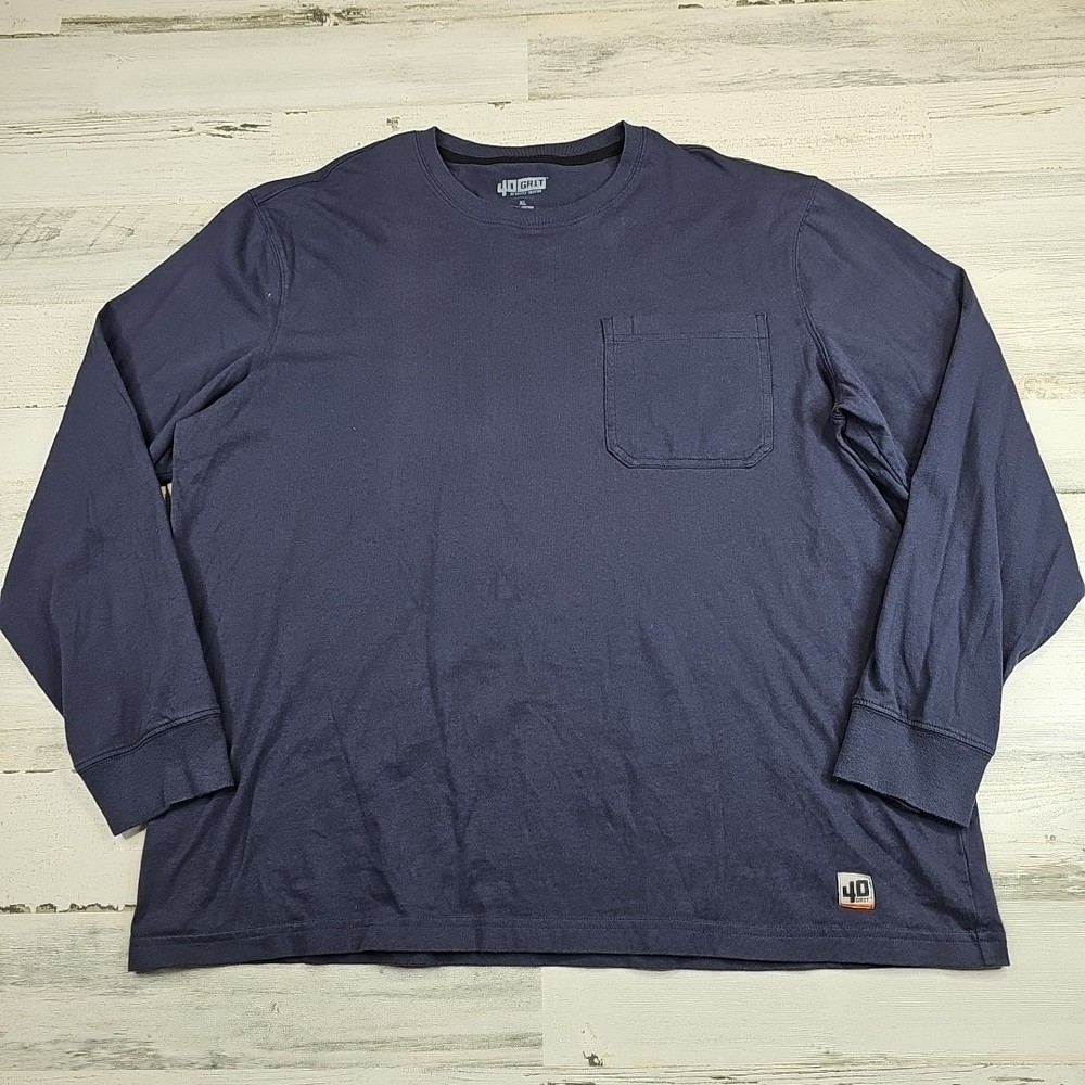 Duluth Trading Co 40 Grit Shirt Mens XL Blue Long Sleeve Cotton Pullover
