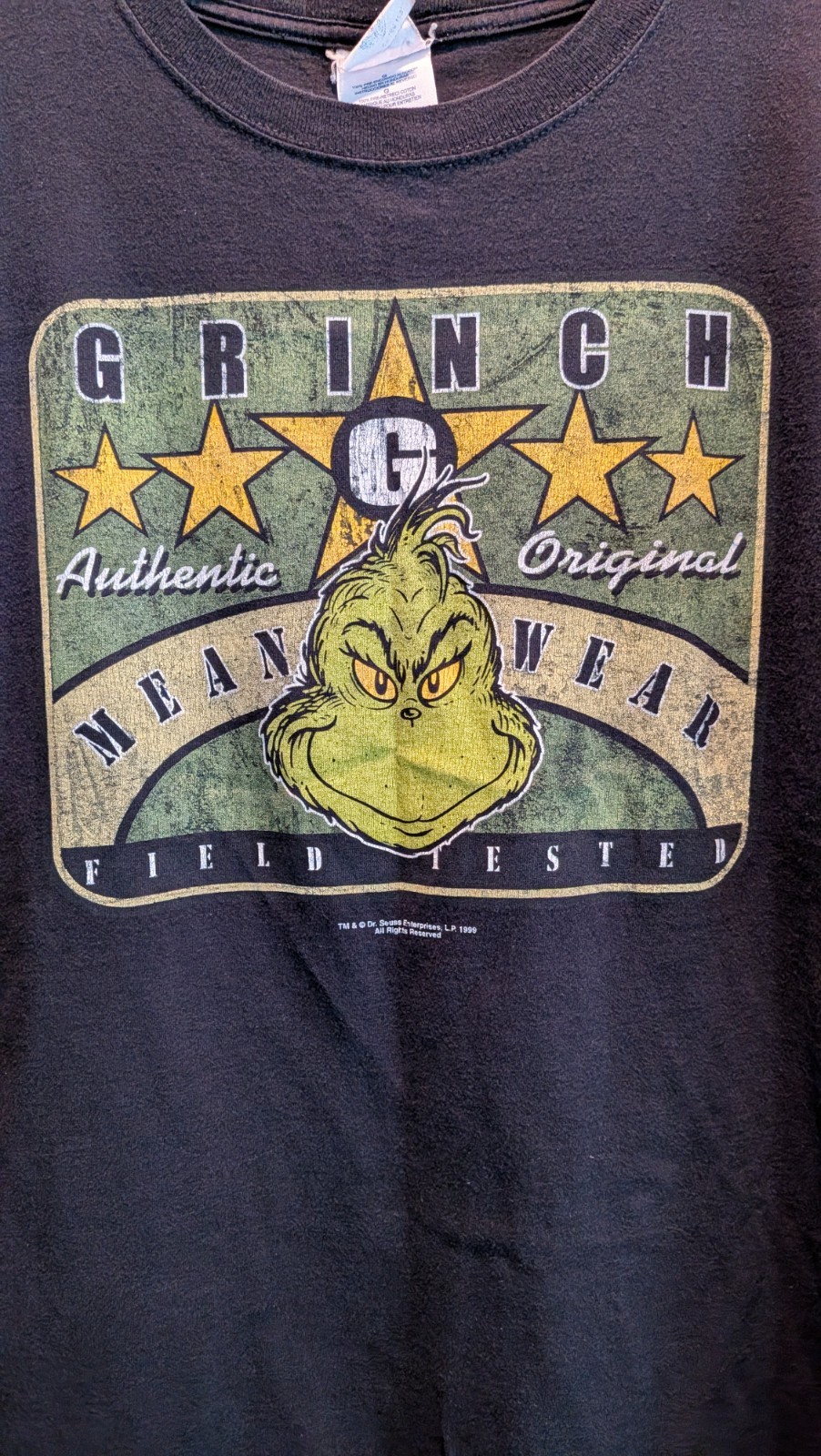 Vintage 1999 The Grinch Mean Wear T-Shirt Dr Seuss Authentic Original Field Test gallery