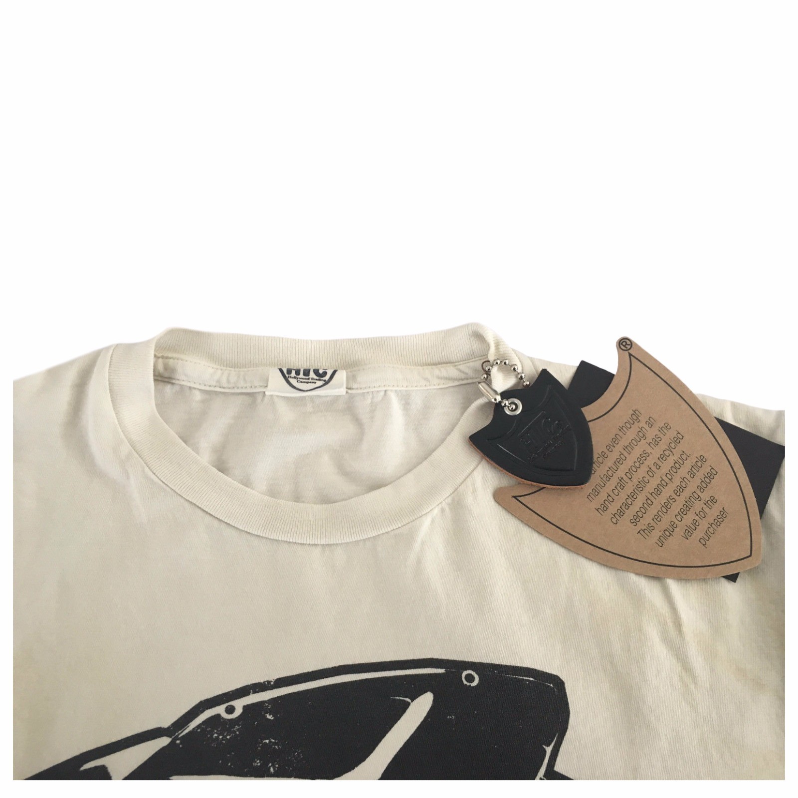HTC Men's Ecru Half Sleeve T-Shirt 100% Cotton With Brush Strokes Made In Italy gallery