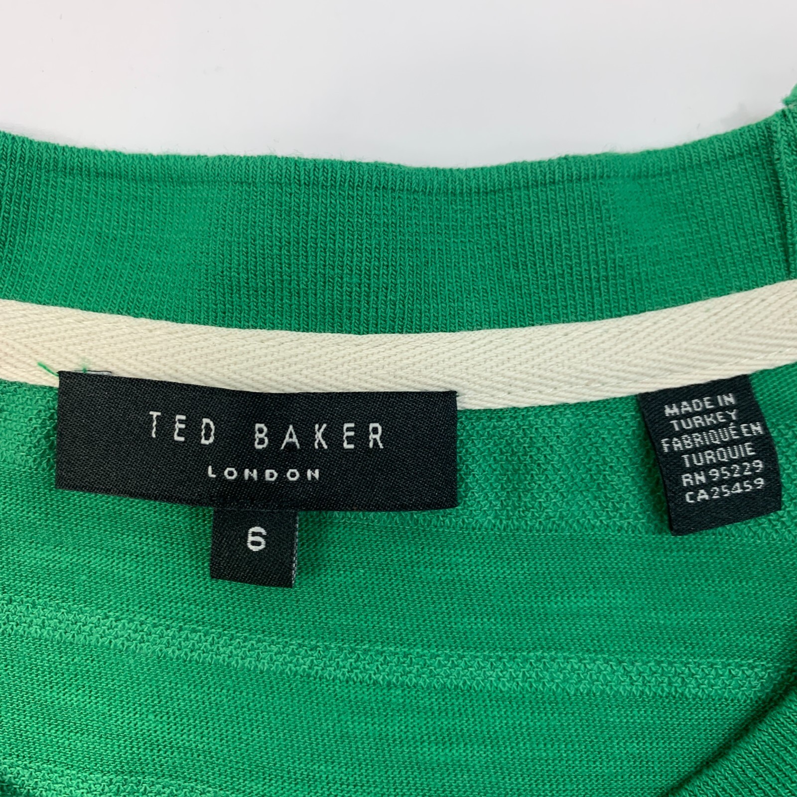 Ted Baker Nekache T Shirt Mens 6 Leaf Green Textured Cotton Blend Striped Crew gallery