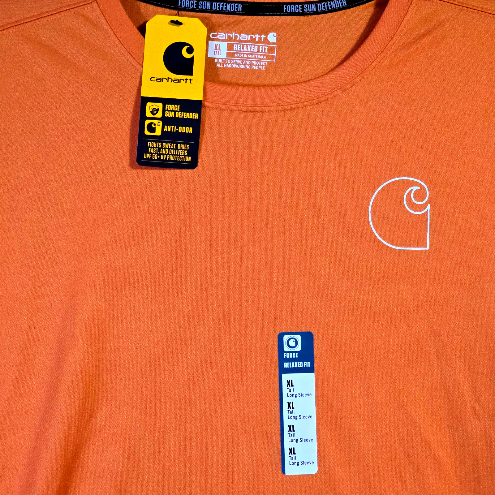 CARHARTT Fast Dry Sun Shirt Mens XL Tall Orange Outdoor Long Sleeve UPF 25 NWT gallery