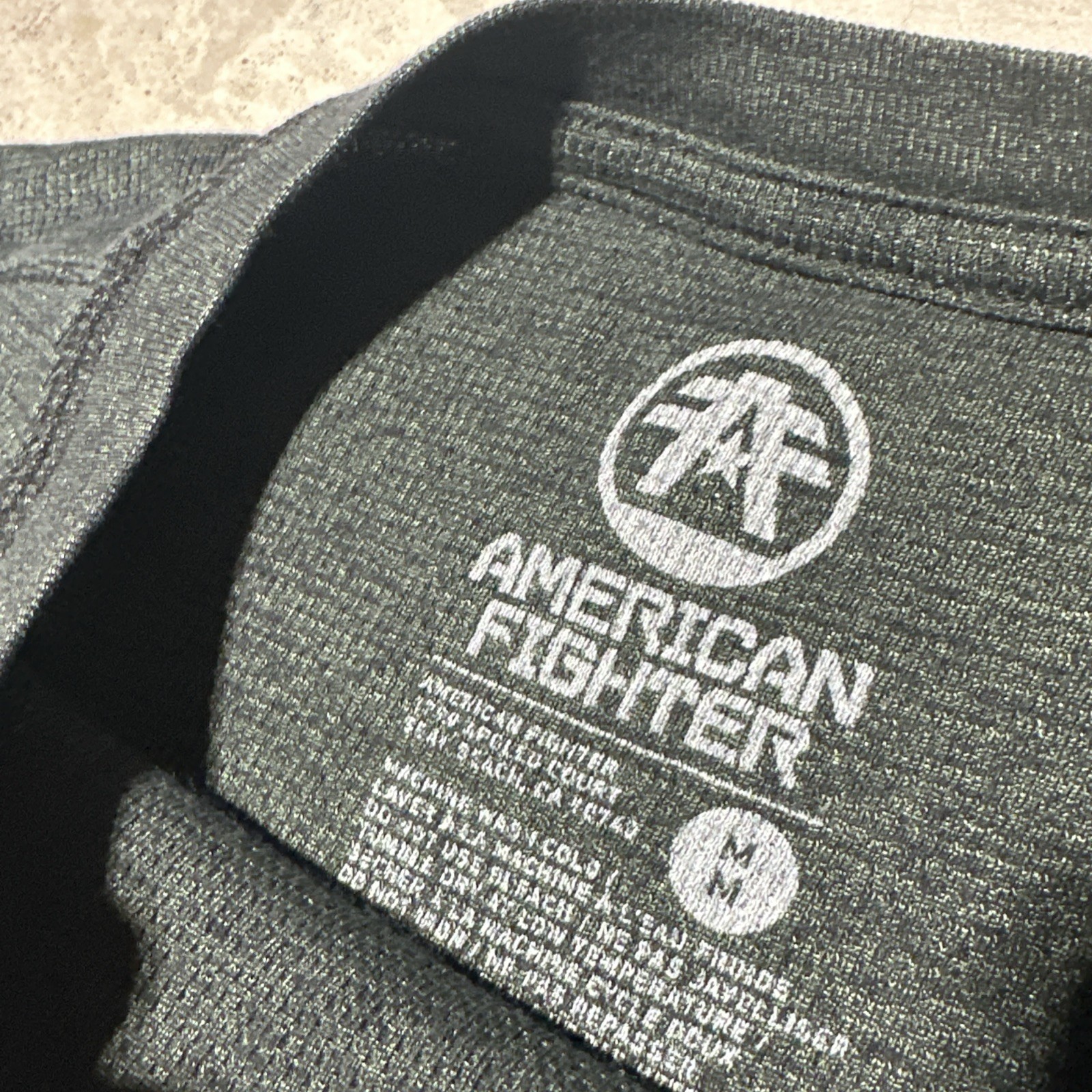 American Fighter Men Shirt M Green Graphic Geometric Logo Activewear Long Sleeve gallery