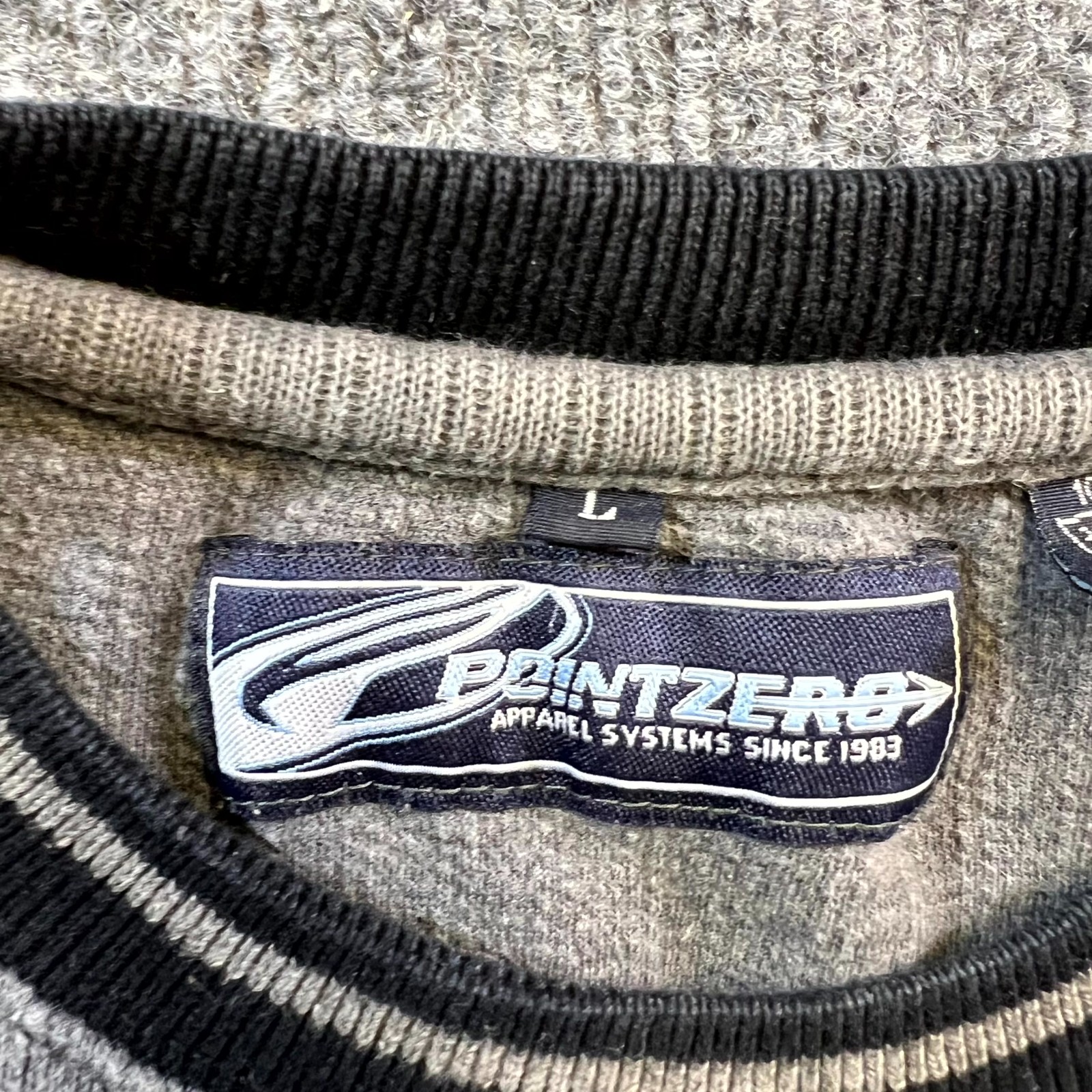 VTG Point Zero Shirt Mens Large Gray Cotton Ribbed Knit Long Sleeve Streetwear gallery