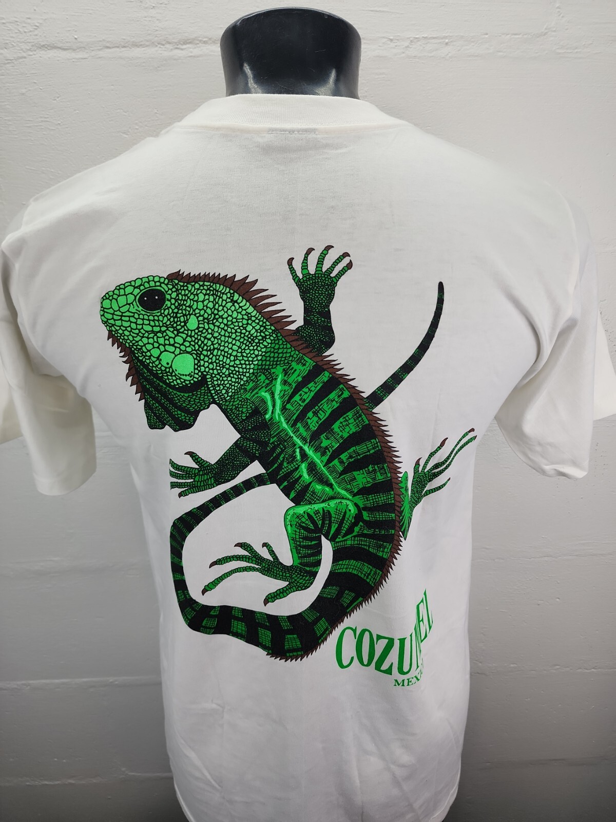 Cozumel Mexico T-Shirt Mens Large Iguana DUAL SIDED Puff Print