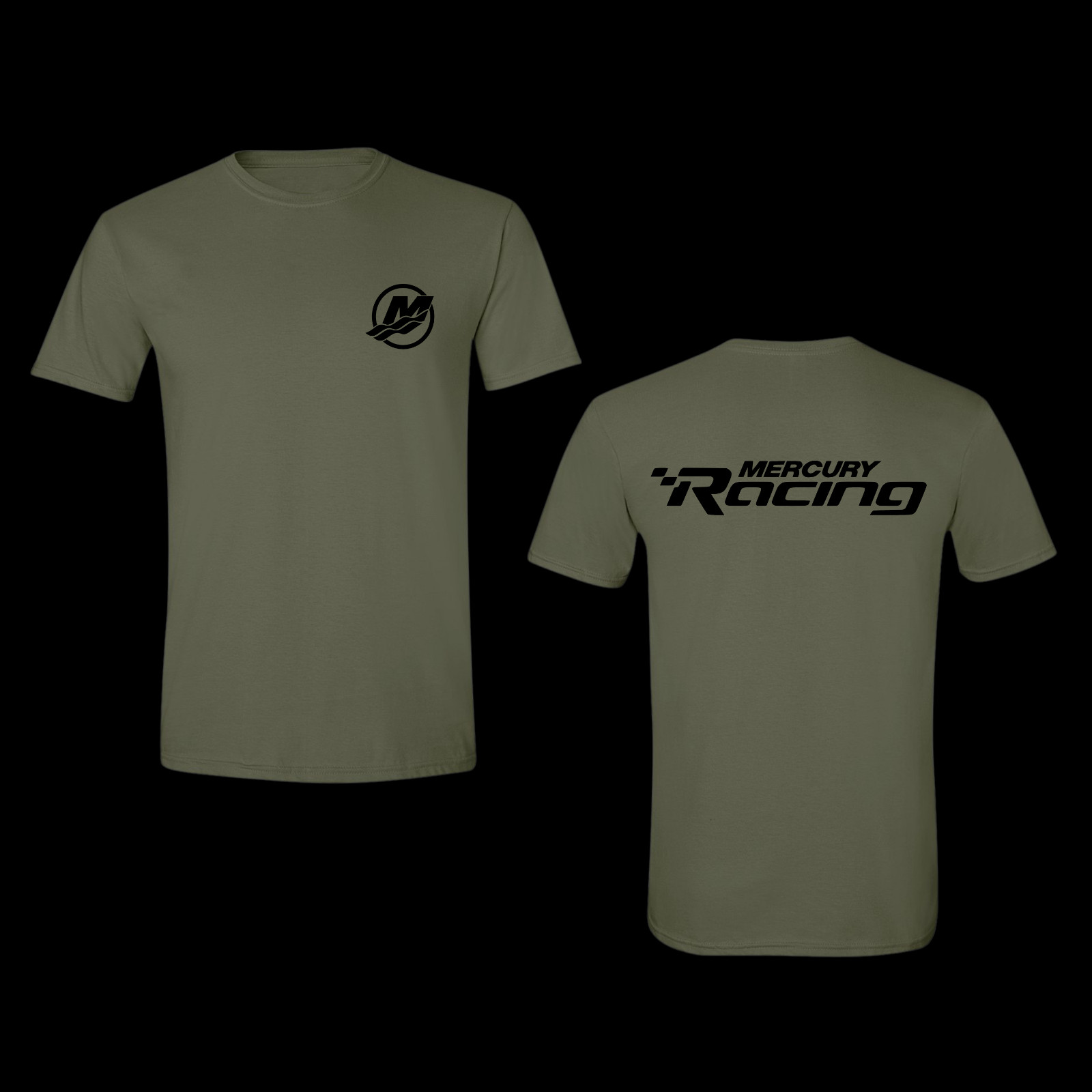 Mercury Mercruiser Boat outboard Racing T-Shirt Free Decal-MORE COLORS INSIDE!! gallery