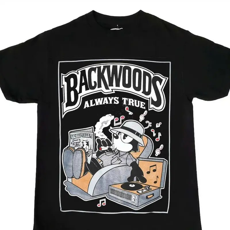 Backwoods Always True and The Cat Enjoy Music Graphic T-Shirt, Unisex Summer Top