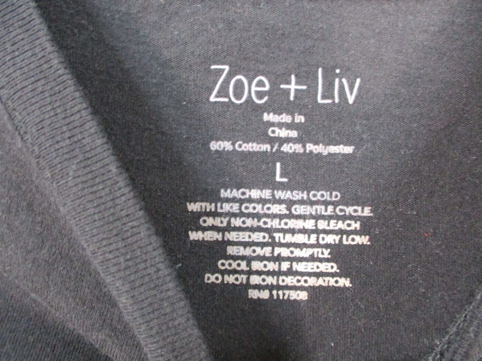Skeleton Hand Graphic Black T-Shirt By Zoe + Liv Size Large Cotton Blend Large gallery