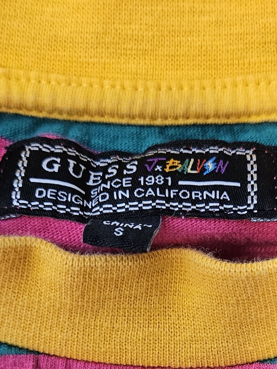 Guess X J. Balvin Vibras Tour Collection Neon Stripe Tshirt Retro Size Small gallery