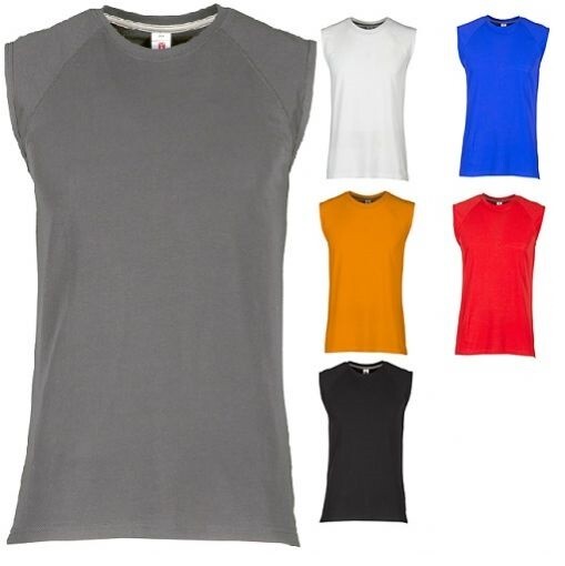PAYPER SHORE Canotta Canottiera Girocollo Manica Raglan da Uomo Cotone Smanicato