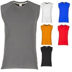PAYPER SHORE Canotta Canottiera Girocollo Manica Raglan da Uomo Cotone Smanicato