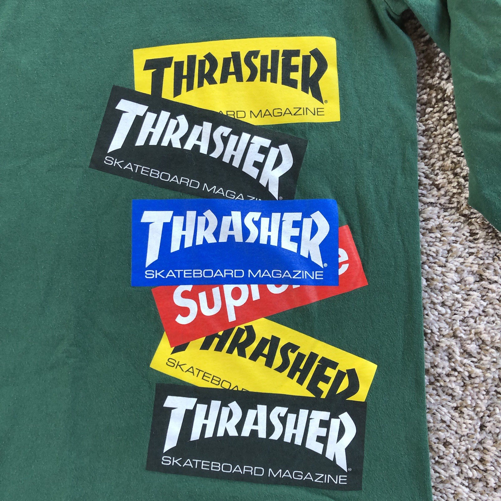 Supreme x Thrasher Multi Logo L/S Tee Adult M Green Fall/Winter 2021 Collection gallery