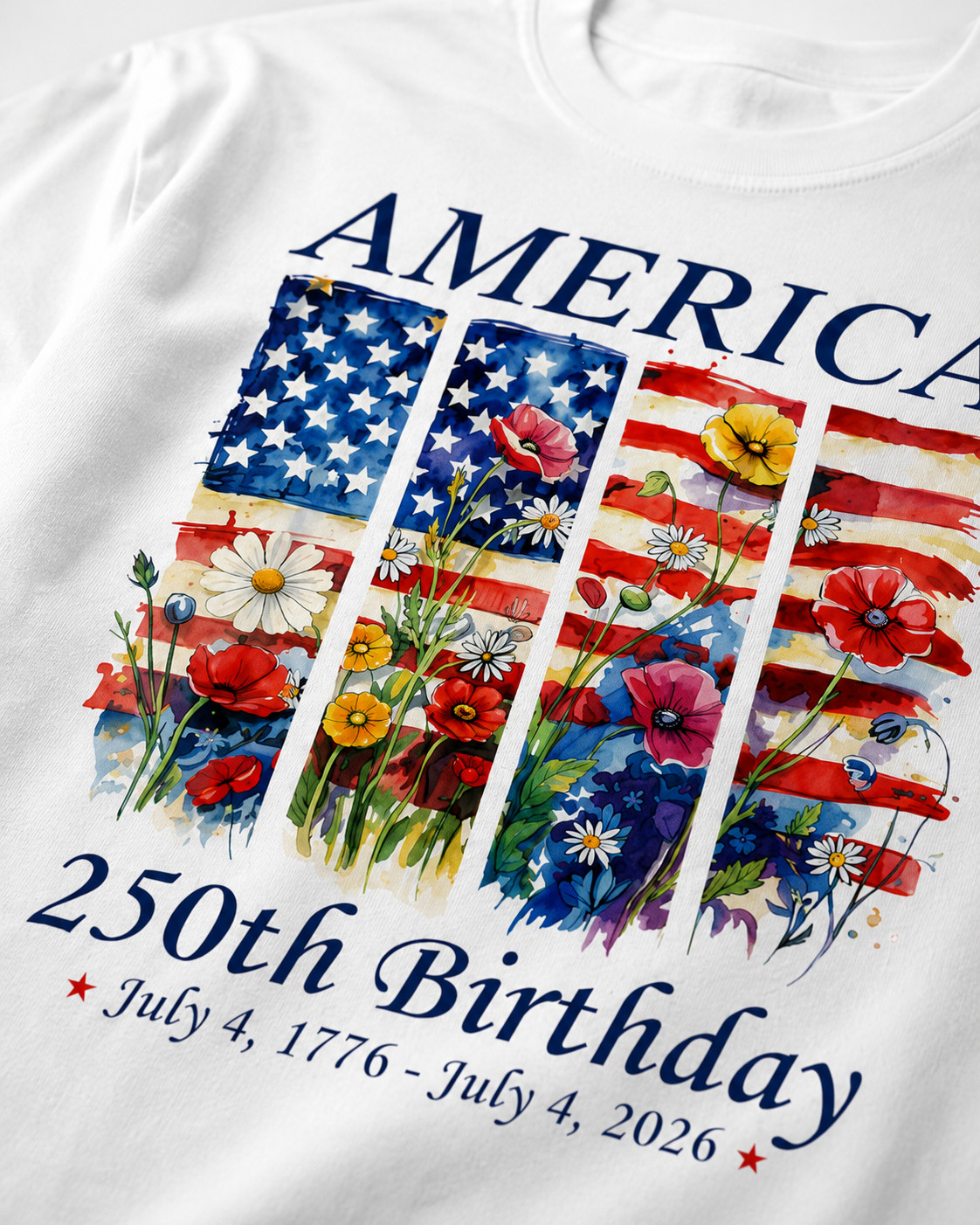 America 250 Years Flag Floral Graphic T-Shirt, 250th Anniversary Patriot Shirt gallery