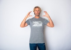 Mens Think Outside Funny No Box Necessary Hiking Camping Vintage Graphic T shirt