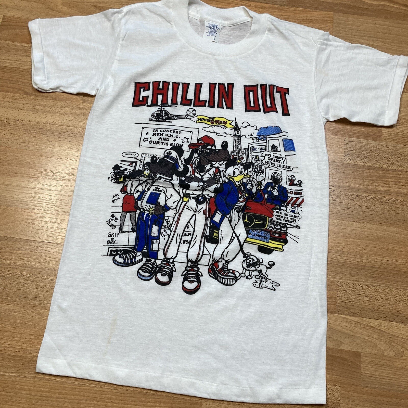 Run DMC Shirt XS Vintage 80s 90s Disney Parody Cartoon Chillin Hip Hop Rap Tee gallery