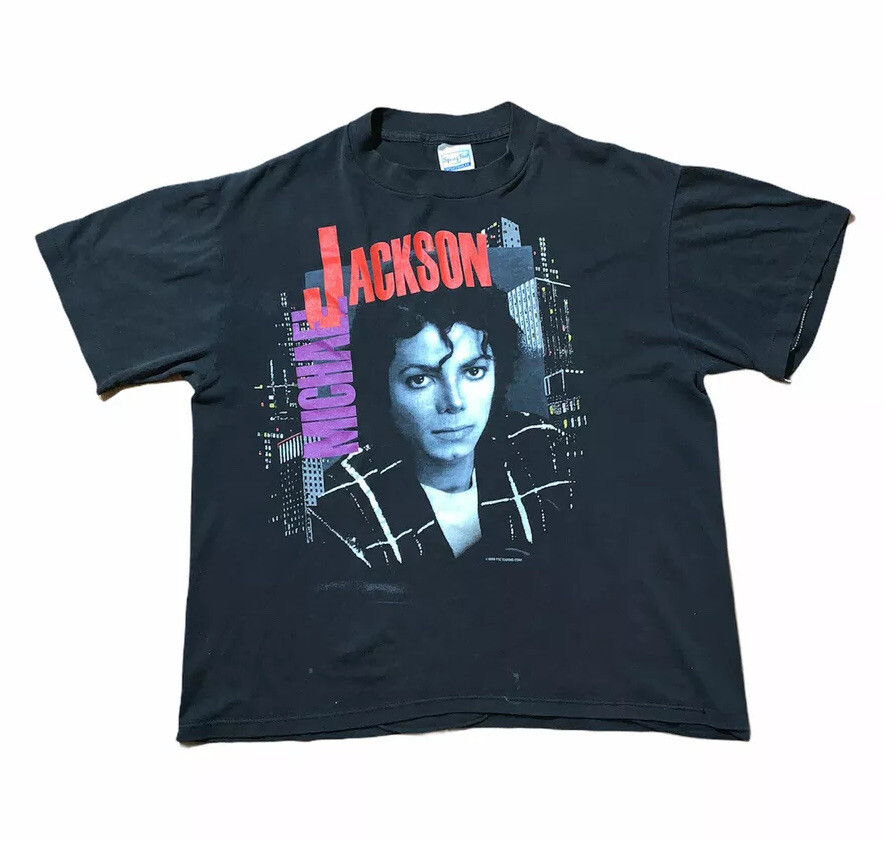 Vtg. Michael Jackson 1988 BAD Tour Concert T-Shirt Dual Sided Size L 42-44 gallery