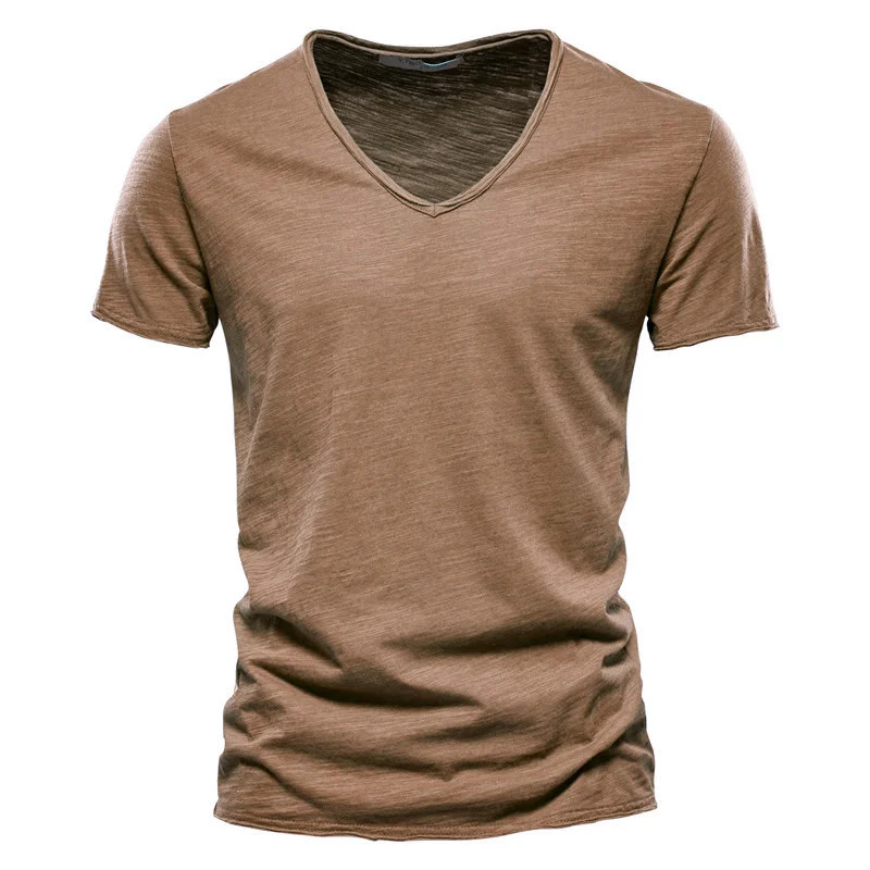 Men Cotton V-Neck Slim Fit T-Shirt Beach Casual Summer Gym Fitness Tee Fun Gift gallery