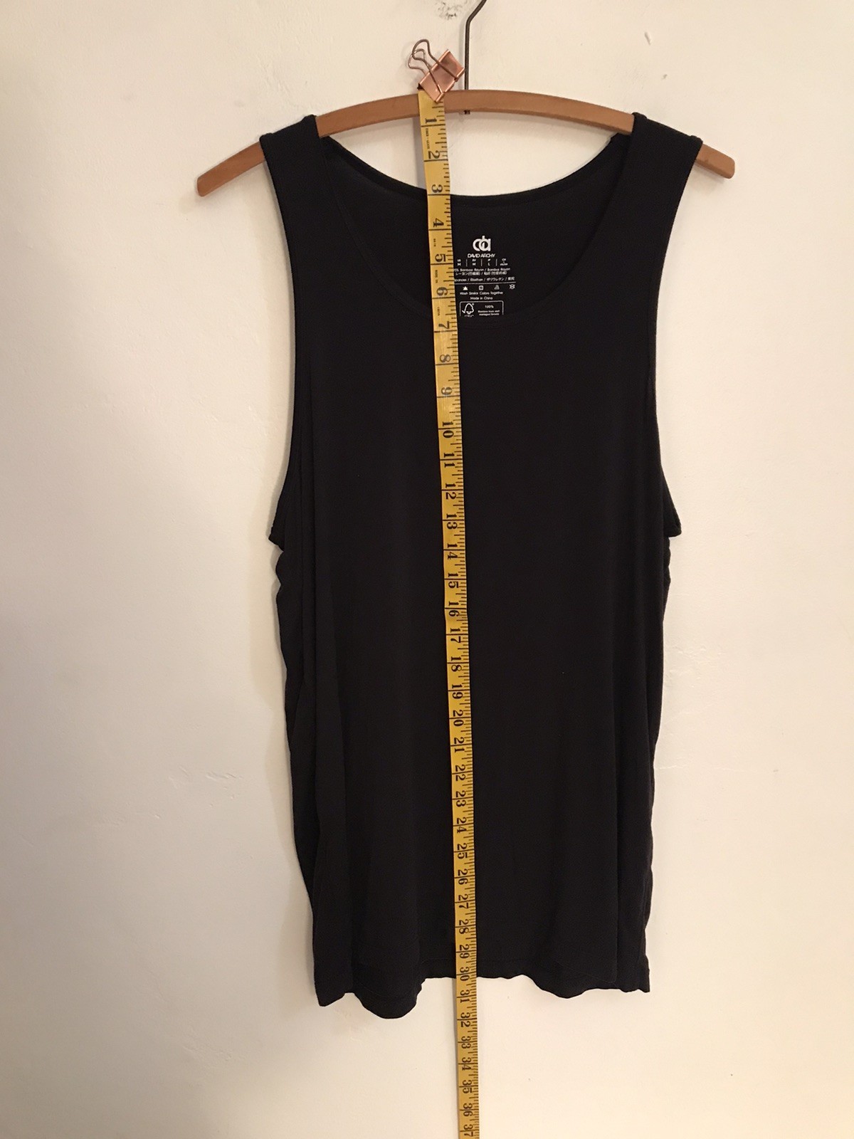 David Archy Tank Top Bamboo Rayon Undershirt Black Crew Neck Size M gallery